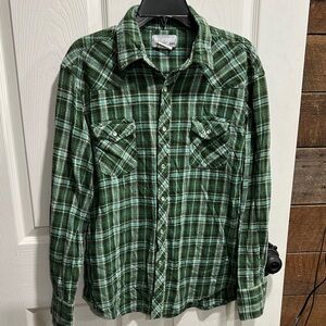 Wrangler Green Casual Pearl Snap Down Shirt (G132)
